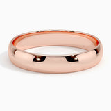 Slim Profile 4mm Wedding Ring in rose gold — top view