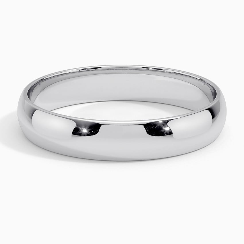 Slim Profile 4mm Wedding Ring in white gold — top view