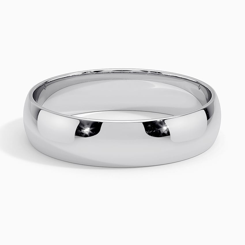 Slim Profile 5mm Wedding Ring in white gold — top view