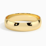Slim Profile 5mm Wedding Ring in yellow gold — top view