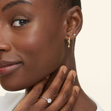 Diamond Drop Huggie Earrings in yellow gold