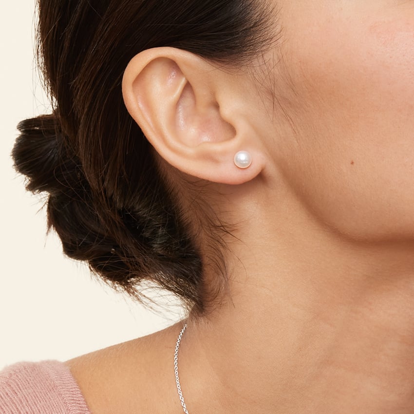 Premium Akoya Cultured Pearl Stud Earrings (6mm)