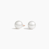 Premium Akoya Cultured Pearl Stud Earrings (6mm) in rose gold — top view