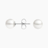 Premium Akoya Cultured Pearl Stud Earrings (6mm) in white gold