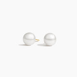 Premium Akoya Cultured Pearl Stud Earrings (6mm) in yellow gold — top view