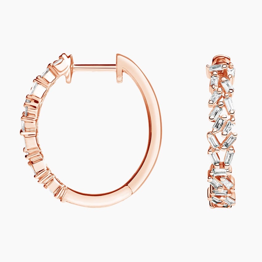 Baguette Diamond Cluster Hoop Earrings (1/4 ct. tw.)