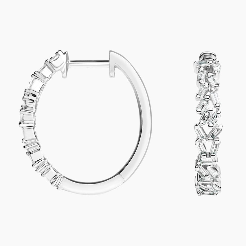 Baguette Diamond Cluster Hoop Earrings (1/4 ct. tw.)