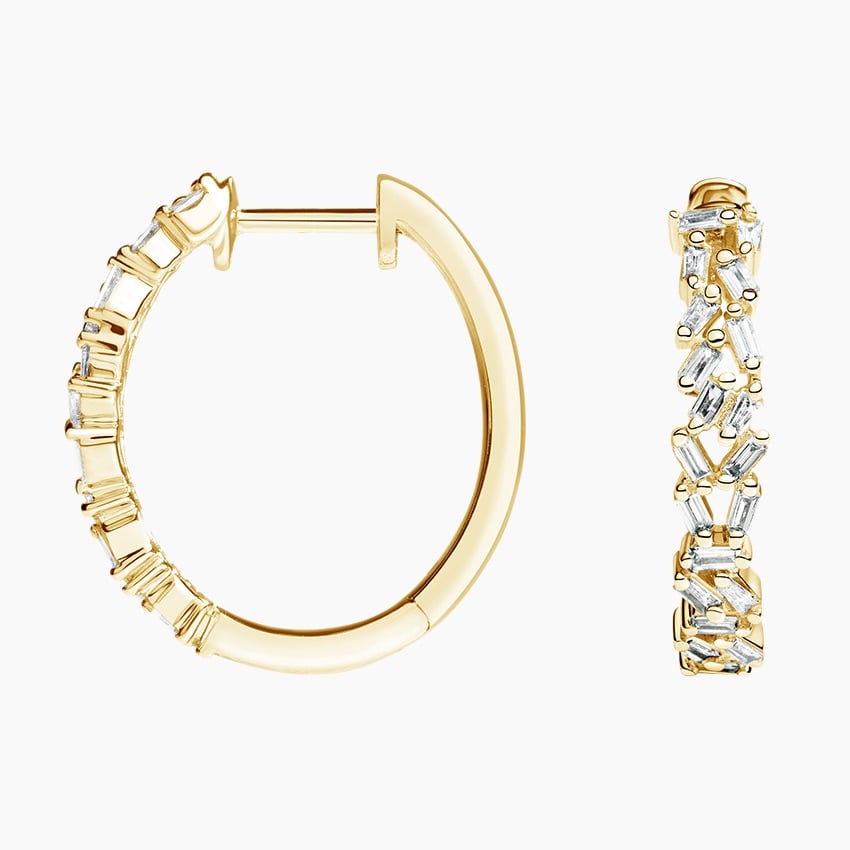 Baguette Diamond Cluster Hoop Earrings (1/4 ct. tw.)