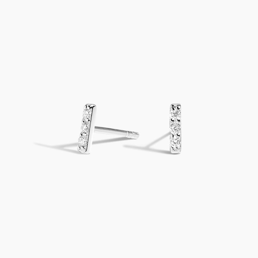Pavé Bar Diamond Earrings in white gold — top view