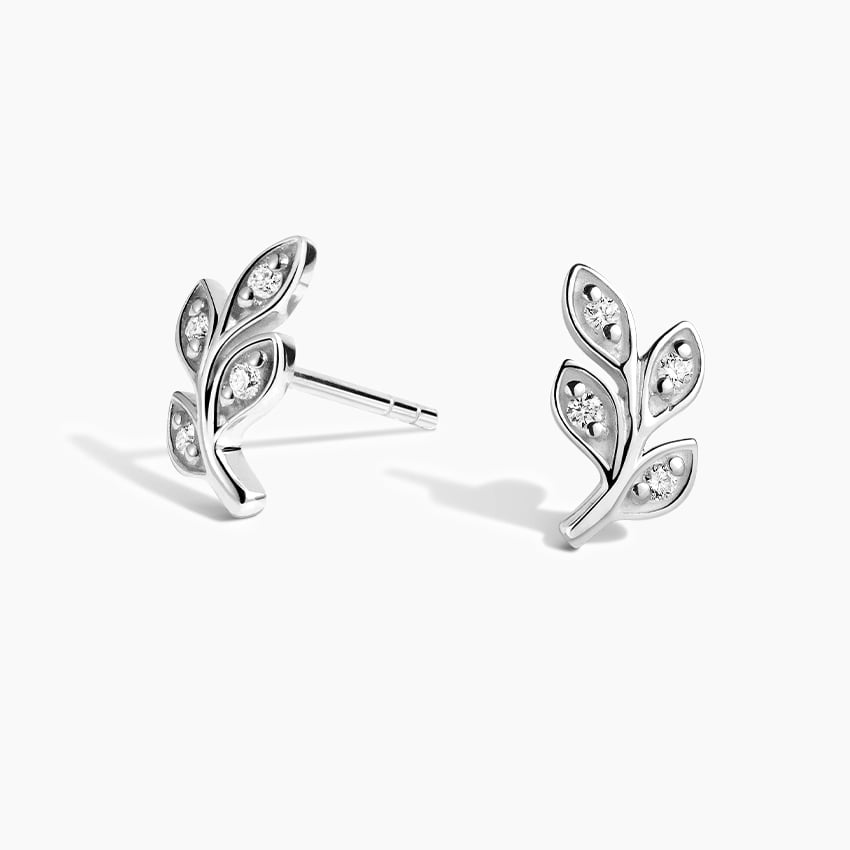 Juniper Diamond Earrings in white gold — top view