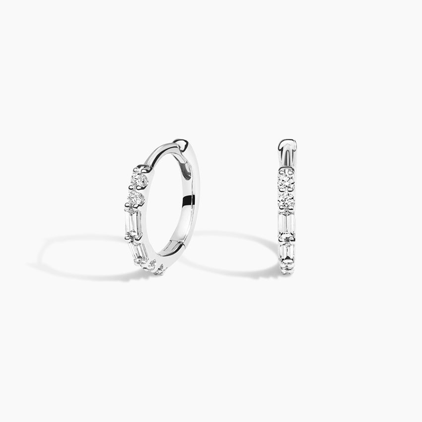 Allegra Diamond Hoop Earrings in white gold — top view