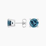 Solitaire London Blue Topaz Stud Earrings in white gold