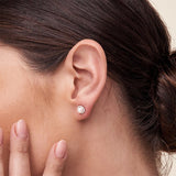 Freshwater Cultured Pearl Halo Diamond Earrings (5mm) — image 2