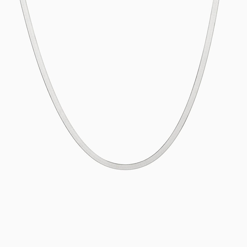 Dezi 16 in. Herringbone Necklace (2.8mm) in white gold — top view