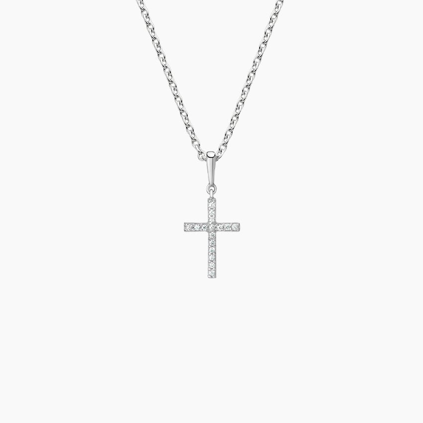 Cross Diamond Pendant in white gold — top view