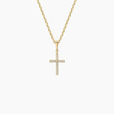 Cross Diamond Pendant in yellow gold — top view