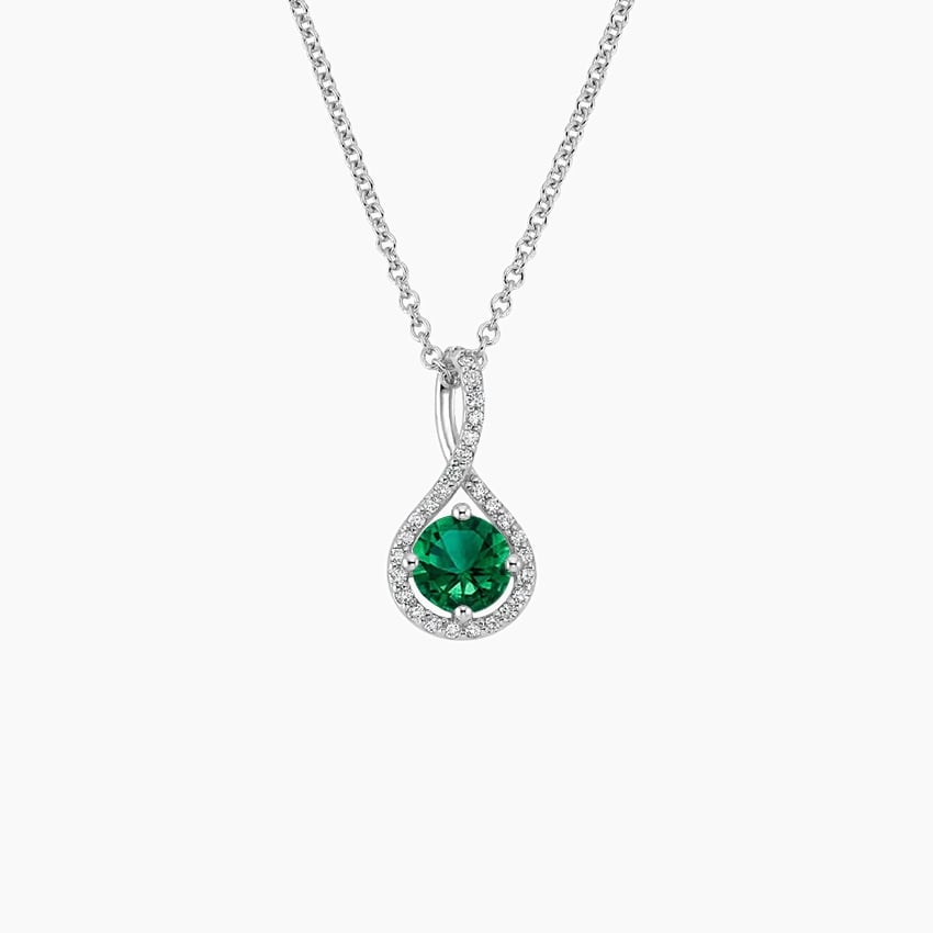 Sapphire Pavé Twist Pendant in white gold — top view