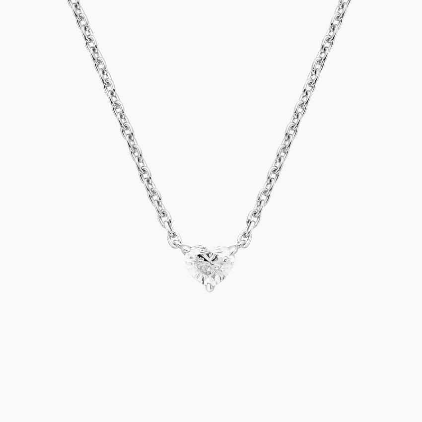 Heart Shaped Lab Diamond Pendant in white gold — top view