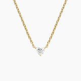 Heart Shaped Lab Diamond Pendant in yellow gold — top view