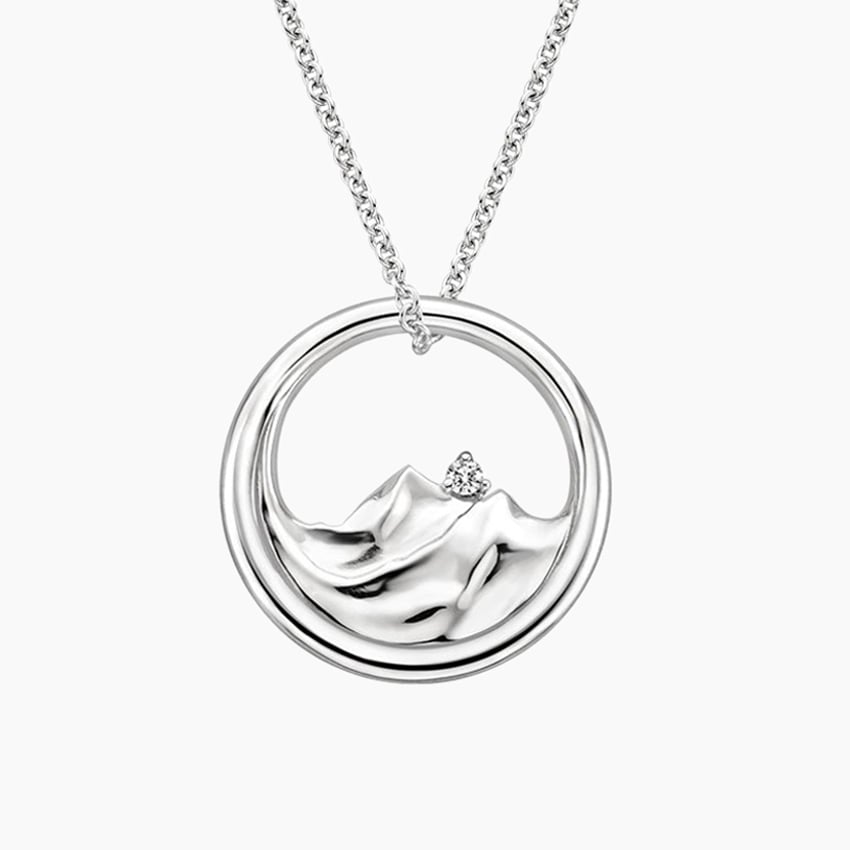 Mountain Range Diamond Pendant in white gold — top view