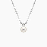 Premium Akoya Cultured Pearl Pendant (6mm) in white gold — top view