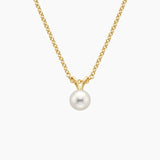 Premium Akoya Cultured Pearl Pendant (6mm) in yellow gold — top view