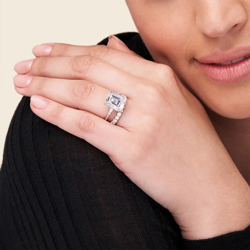 Tapered Baguette Three Stone Diamond Engagement Ring