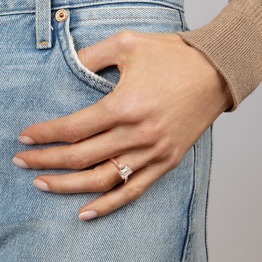 Tapered Baguette Three Stone Diamond Engagement Ring
