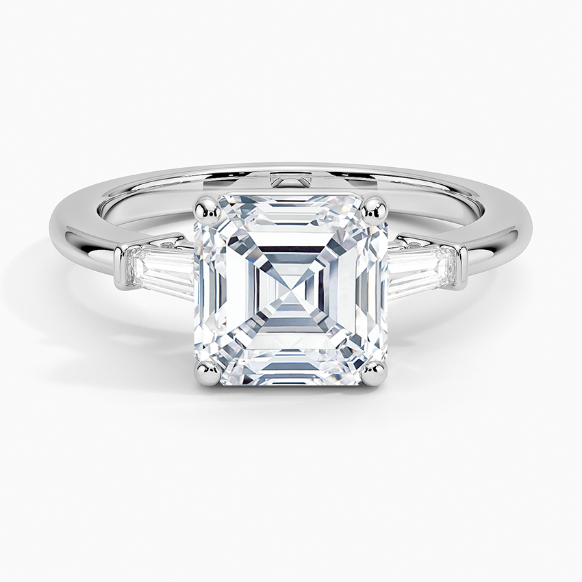 Tapered Baguette Three Stone Diamond Engagement Ring
