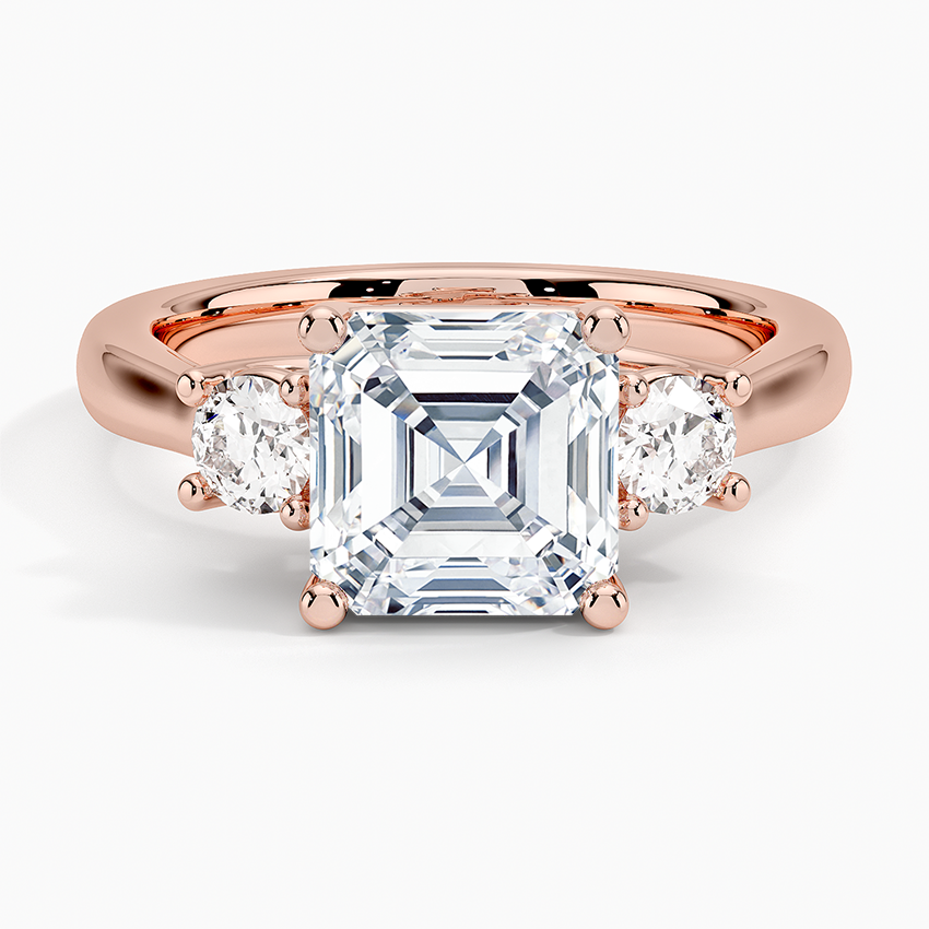 Petite Three Stone Trellis Diamond Engagement Ring