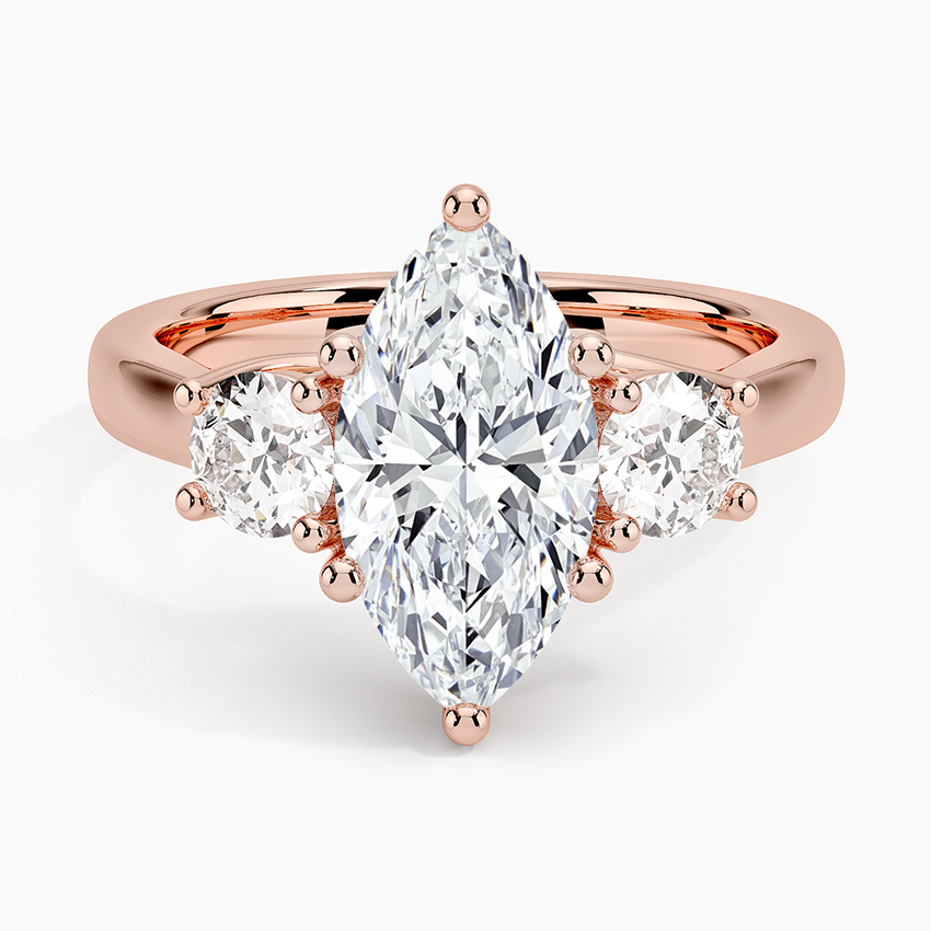 Petite Three Stone Trellis Diamond Engagement Ring