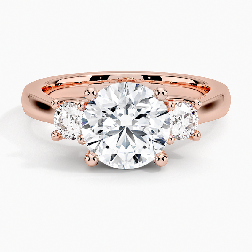 Petite Three Stone Trellis Diamond Engagement Ring