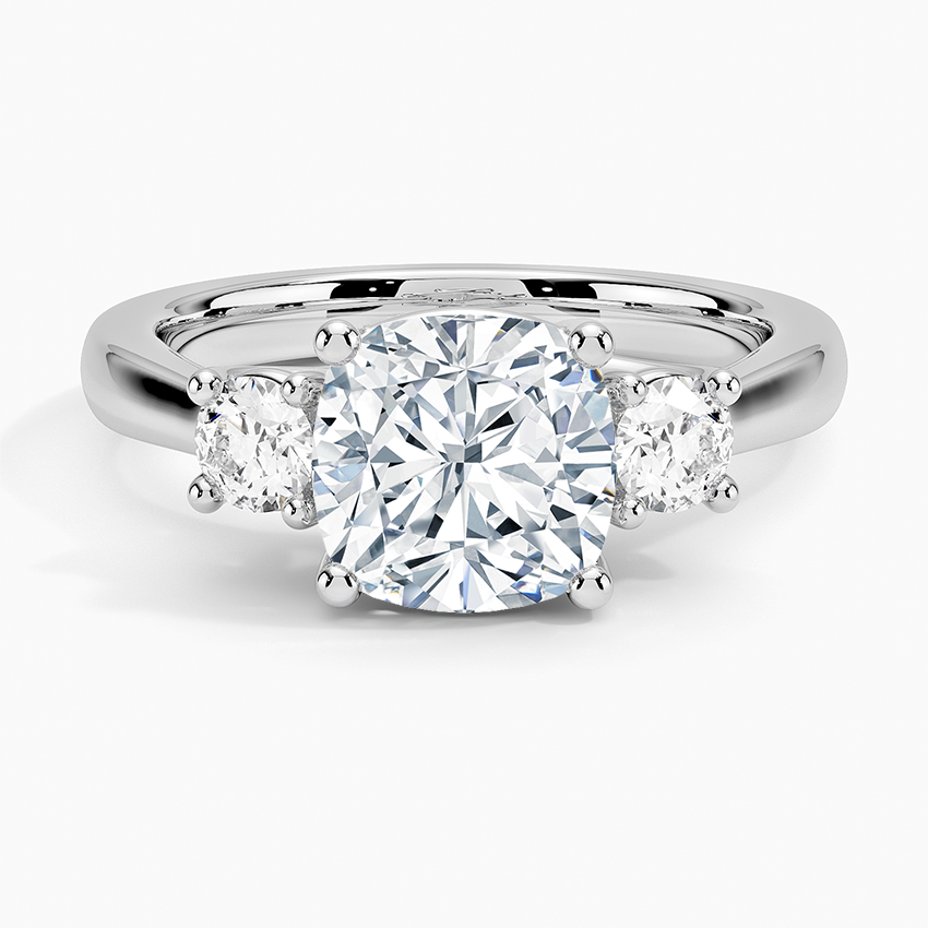 Petite Three Stone Trellis Diamond Engagement Ring