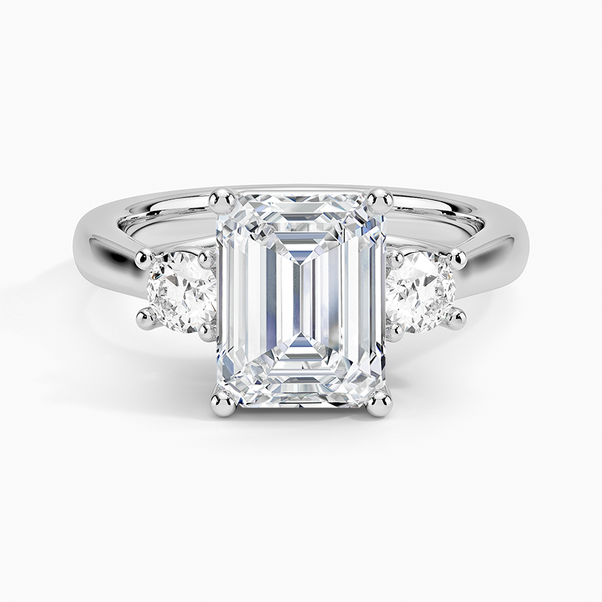 Petite Three Stone Trellis Diamond Engagement Ring