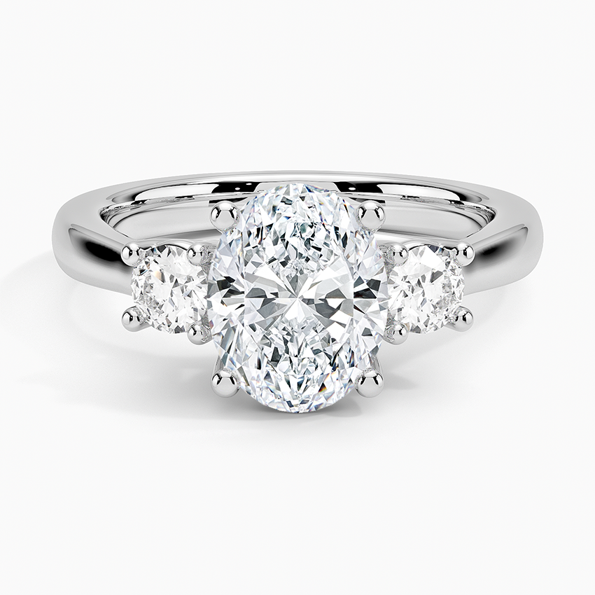 Petite Three Stone Trellis Diamond Engagement Ring