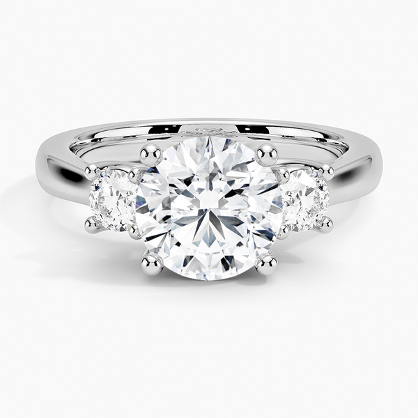 Petite Three Stone Trellis Diamond Engagement Ring