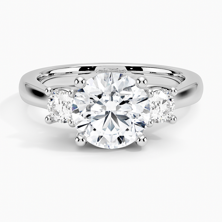 Petite Three Stone Trellis Diamond Engagement Ring