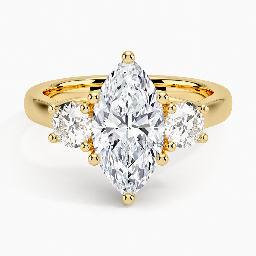Petite Three Stone Trellis Diamond Engagement Ring