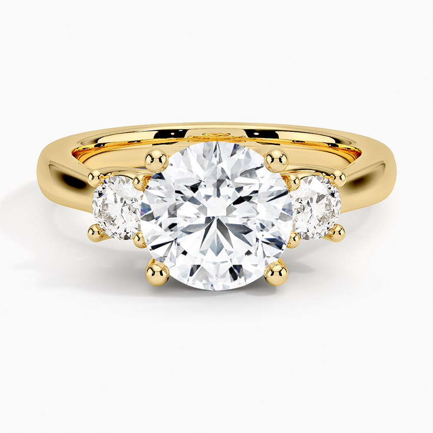 Petite Three Stone Trellis Diamond Engagement Ring