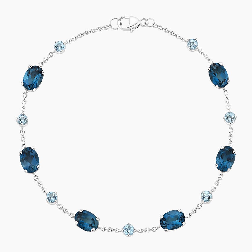 Maris London Blue Topaz and Aquamarine Bracelet in white gold — top view