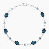 Maris London Blue Topaz and Aquamarine Bracelet in white gold — top view