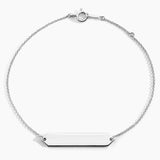 Engravable Bar Bracelet in white gold — top view