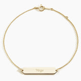 Engravable Bar Bracelet in yellow gold — top view