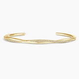 Petite Twisted Vine 6.5 in. Diamond Cuff Bracelet in yellow gold — top view