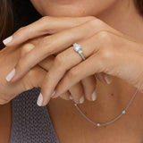 Antique Scroll Three Stone Trellis Diamond Engagement Ring in white gold