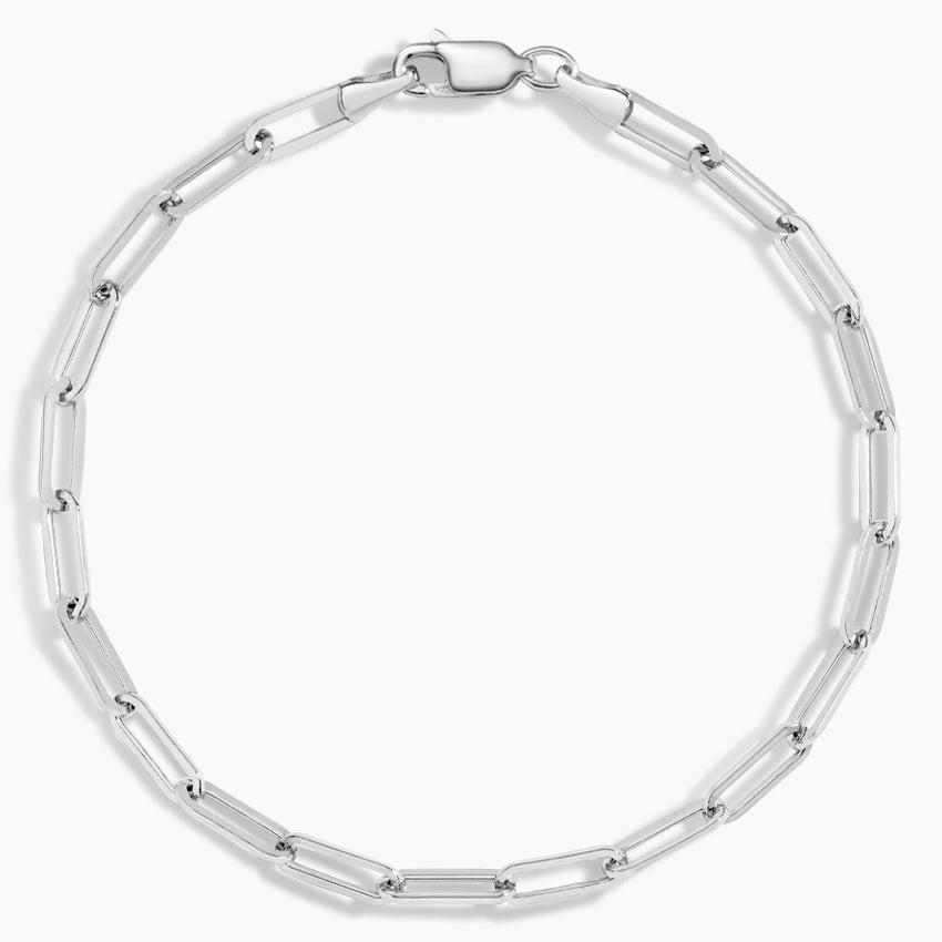 Devon Paperclip Chain Bracelet (Large) in white gold — top view
