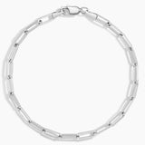 Devon Paperclip Chain Bracelet (Large) in white gold — top view