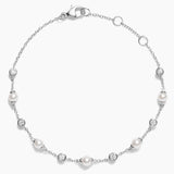 Athena Premium Akoya Cultured Pearl and Diamond Bracelet (1/4 ct. tw.) in white gold — top view