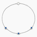 Three Diamond Bezel Bracelet (1/6 ct. tw.) in white gold — top view