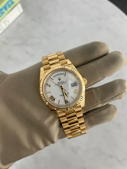 Rolex Day-Date 40mm Yellow Gold White Roman Dial Presidential Watch